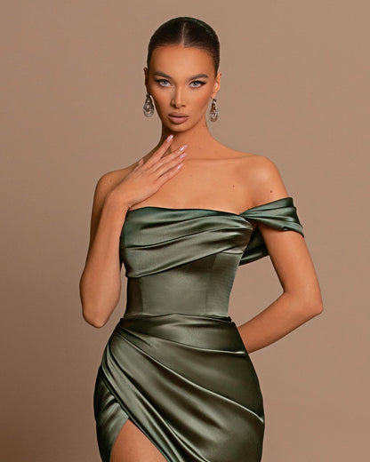 Glamorous One-Shoulder Mermaid Strapless Prom Dress With Split For Party