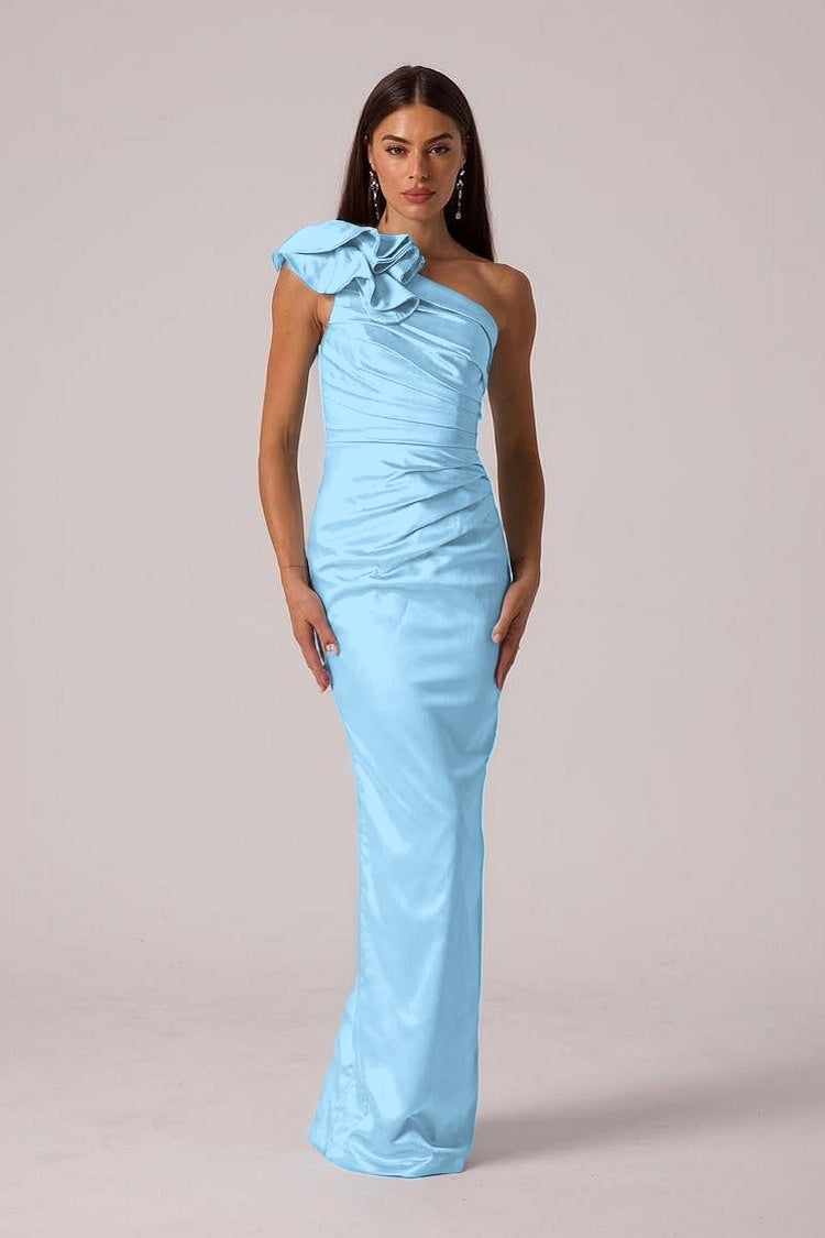 Elegant Sleeveless Mermaid One Shoulder Long Prom Dress