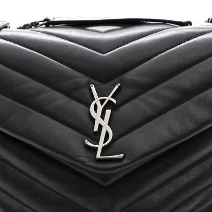 Calfskin Y Quilted Monogram Medium Loulou Chain Satchel Storm