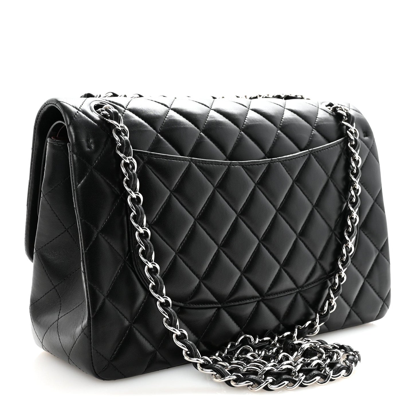 Lambskin Quilted Jumbo Double Flap Black