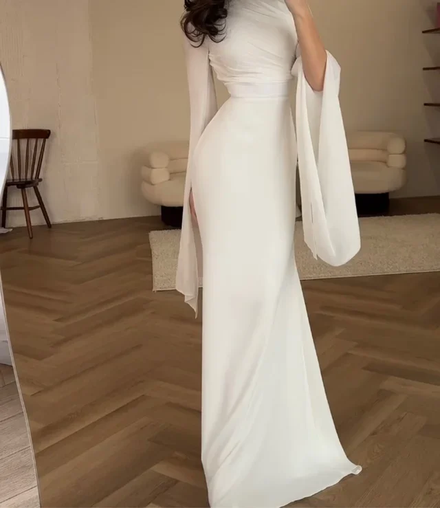 Elegant Chiffon Long Sleeves Mermaid Prom Dress
