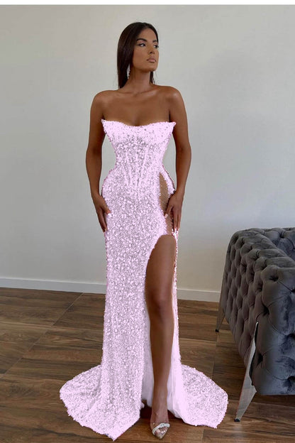 Gorgeous Sequins Mermaid Sweetheart Prom Dress Slit With Sleeveless Orange