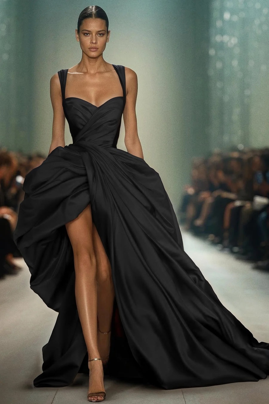 Sleeveless Spaghetti Straps Sweetheart Mermaid Long Prom Dress With Pleated