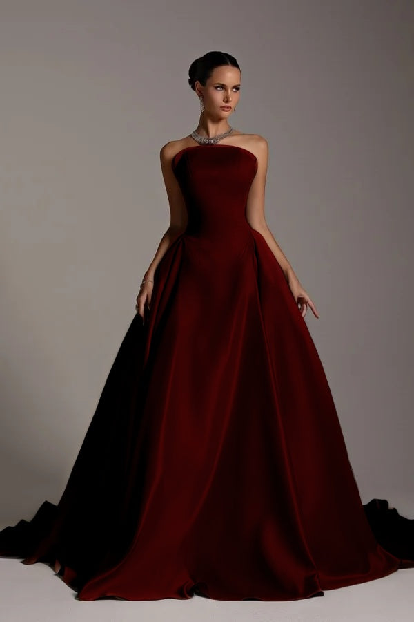 Sleeveless Strapless A-Line Elegant Prom Dress