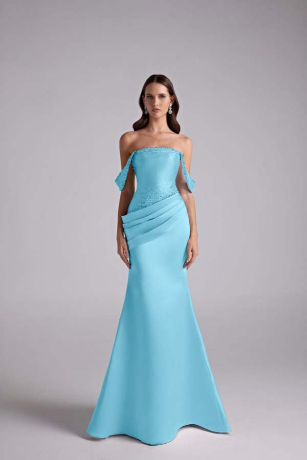 Sleeveless Sweetheart Strapless Off Shoulder A Line Long Prom Dress With Beading