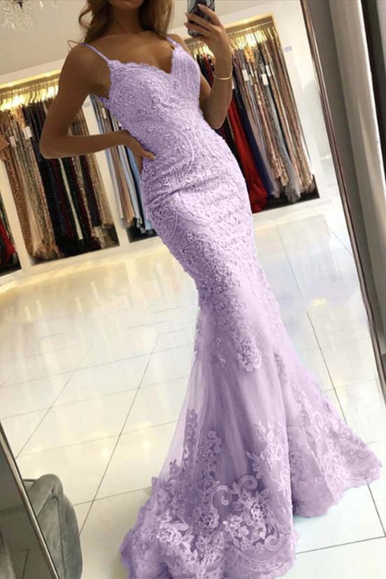 Mermaid Sky Blue Spaghetti-Straps Evening Dress