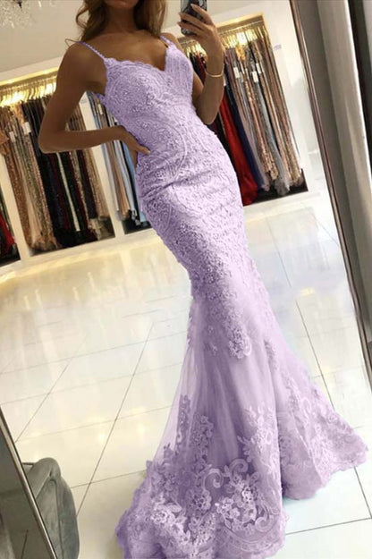 Mermaid Sky Blue Spaghetti-Straps Evening Dress