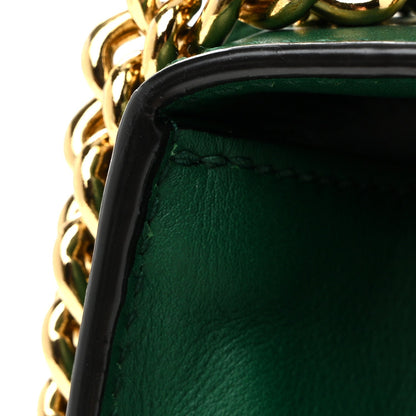 Calfskin Studded Small Padlock Shoulder Bag Emerald