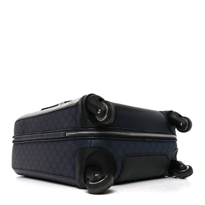 GG Supreme Monogram Textured Dollar Calfskin Web Ophidia Small Savoy Cabin Trolley Black Blue