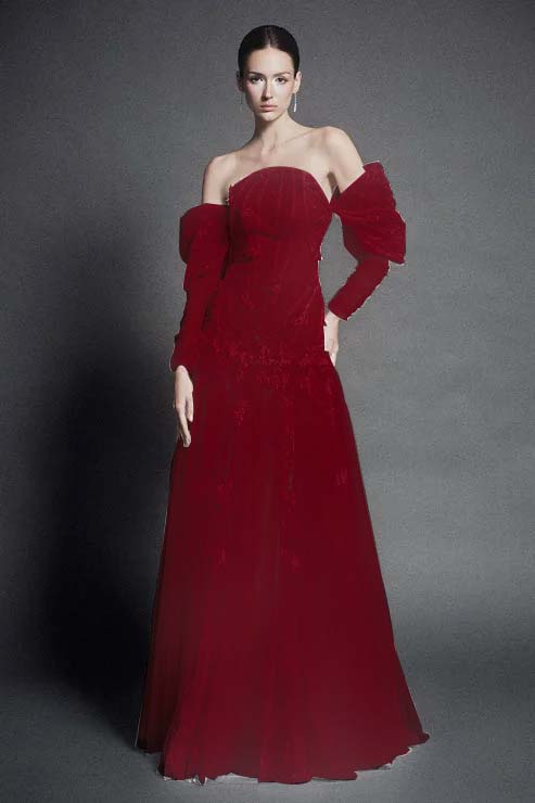 White Strapless Off-the-Shoulder A Line Evening Dress with Appliques