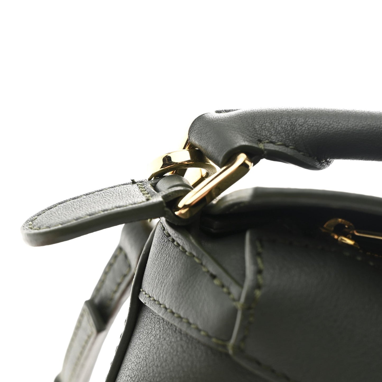 Calfskin Mini Puzzle Edge Bag Vintage Khaki