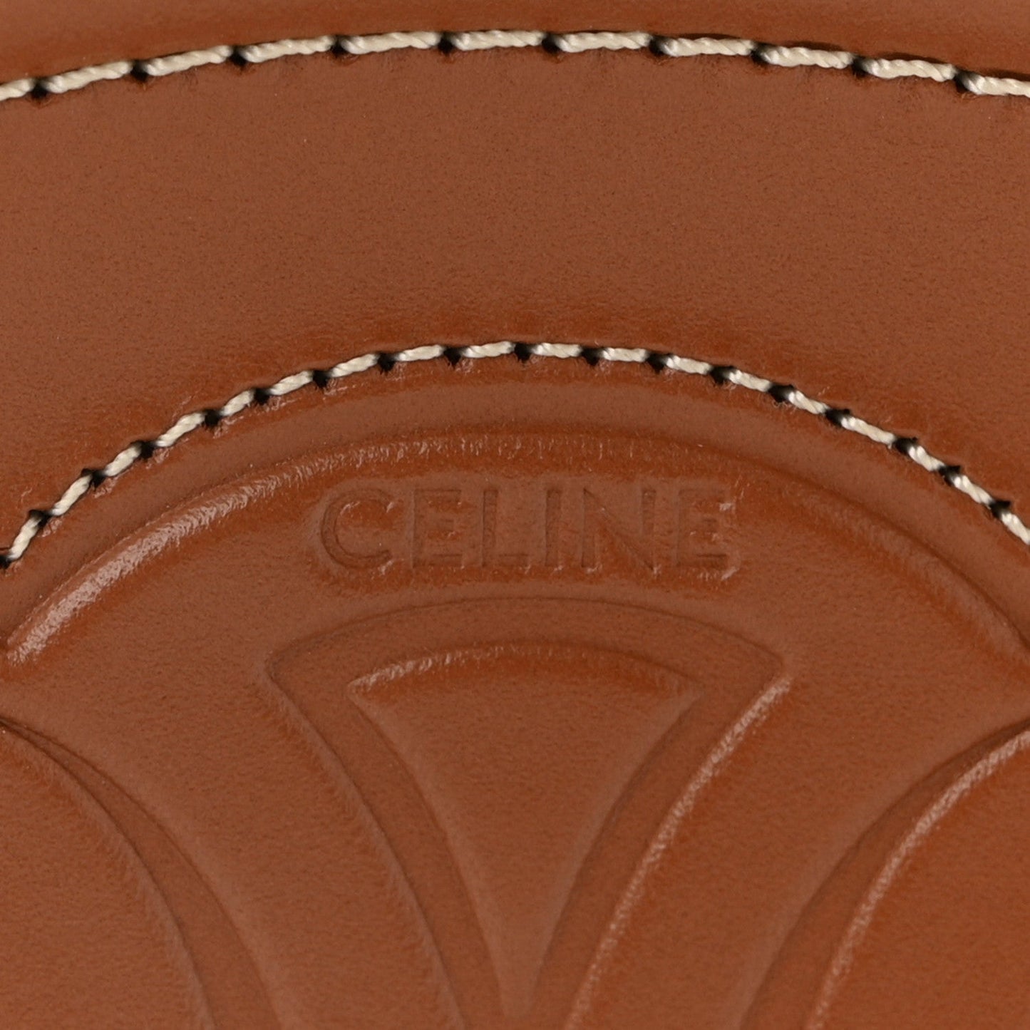Calfskin Cuir Small Triomphe Oval Crossbody Purse  Tan