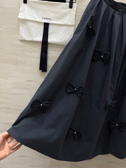 CC Bowknot Skirt Black Cotton