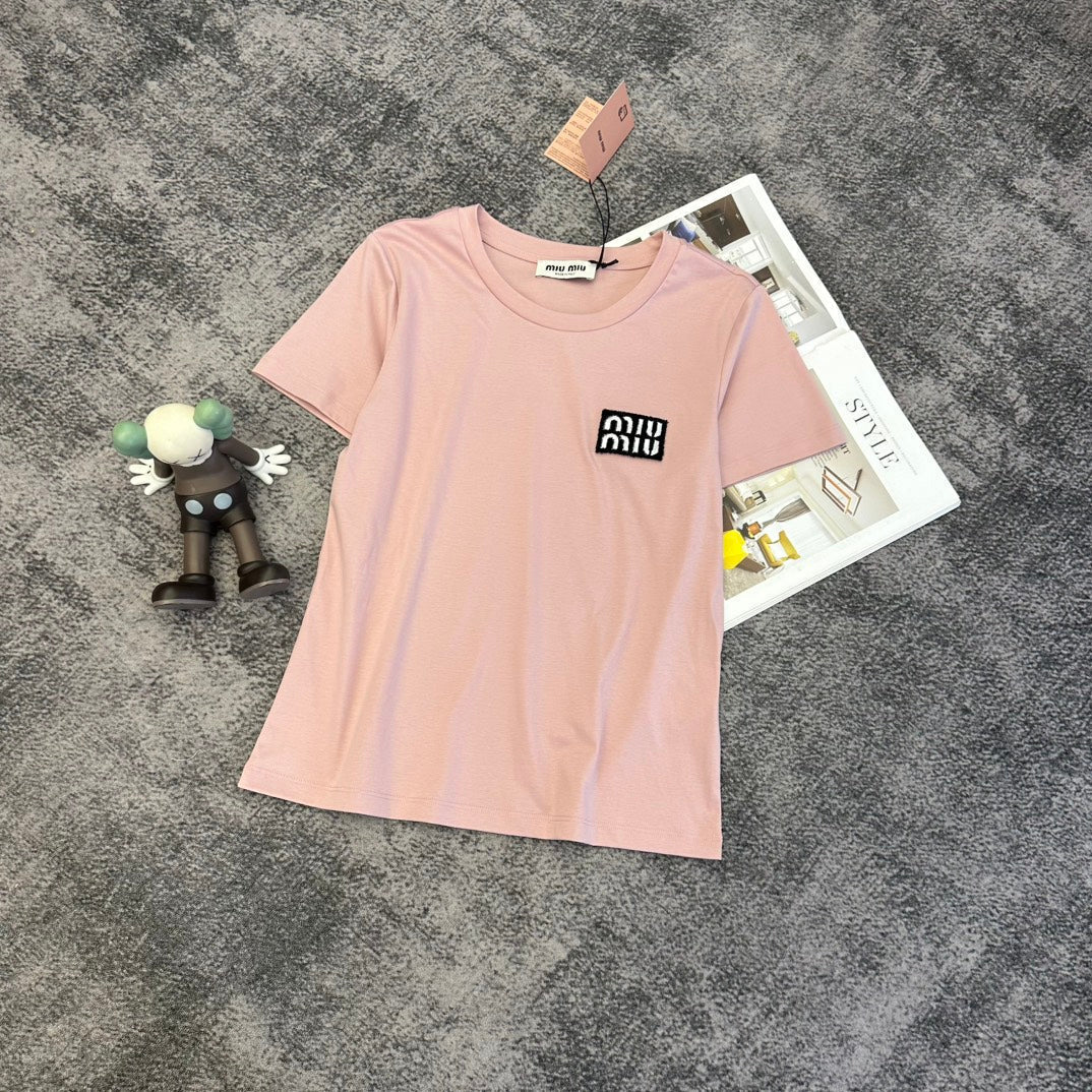 Miu SS26 Short-Sleeve T-Shirt Cotton 350883