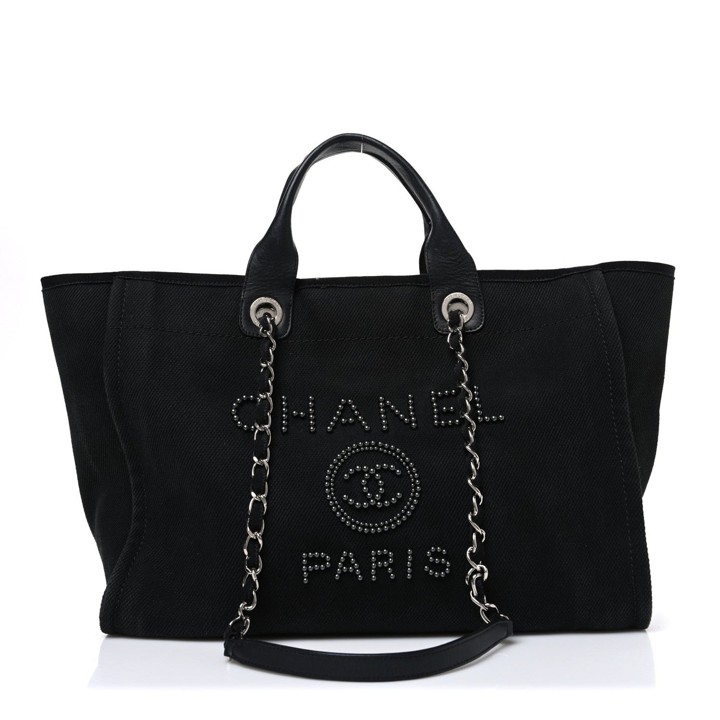 Canvas Pearl Medium Deauville Tote Black