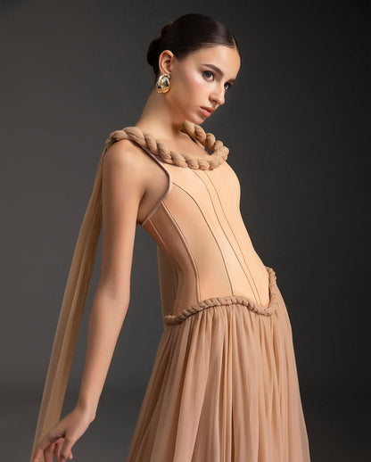 Sleeveless A-Line Square Prom Dress