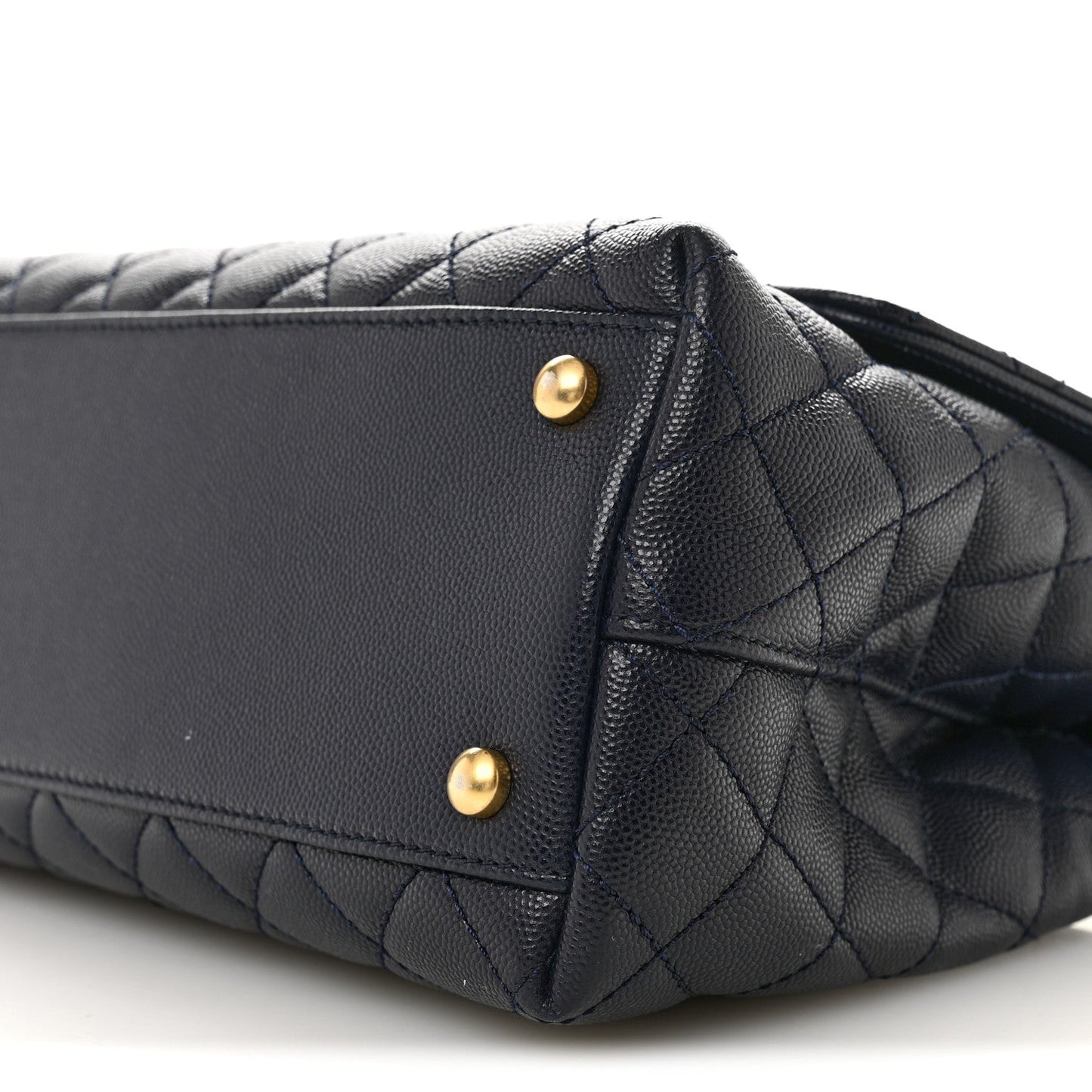 Caviar Quilted Small Coco Chain Handle Flap Navy Blue