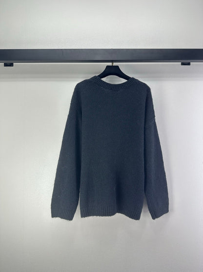 CC Floral Long-Sleeved Sweater Black Wool Nylon 345974