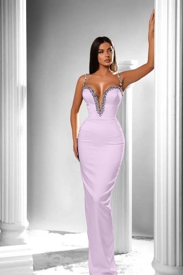 Black V-Neck Long Prom Dress Sleeveless with Beads