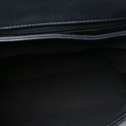 Grained Calfskin Chevron Stitched Small Chic Top Handle Flap Black