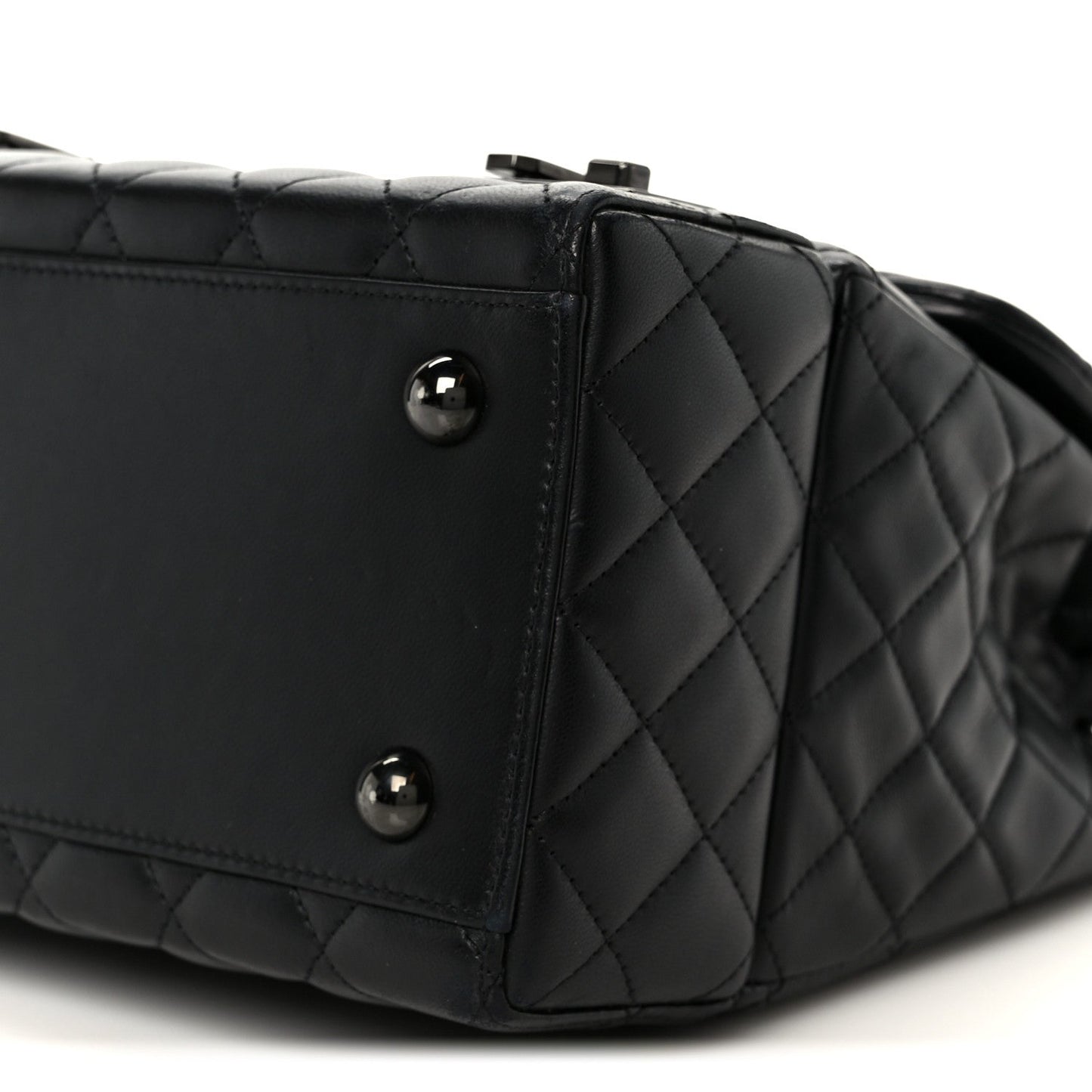 Lambskin Quilted Cockpit Flap Bag Black