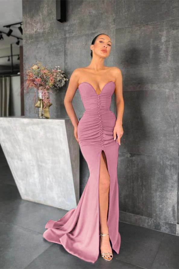 Purple Sweetheart Sleeveless Prom Dress Mermaid With Slit
