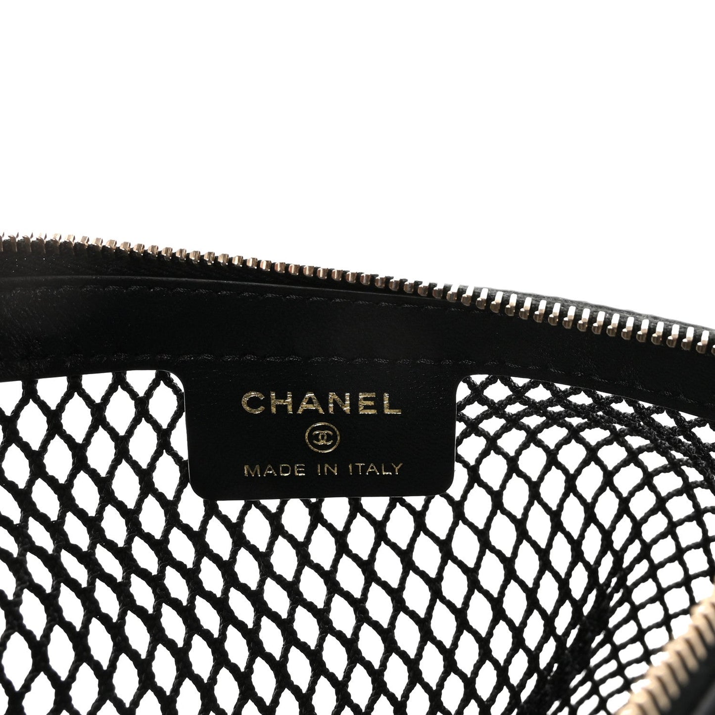 Mesh Shiny Lambskin Chain Hobo Black