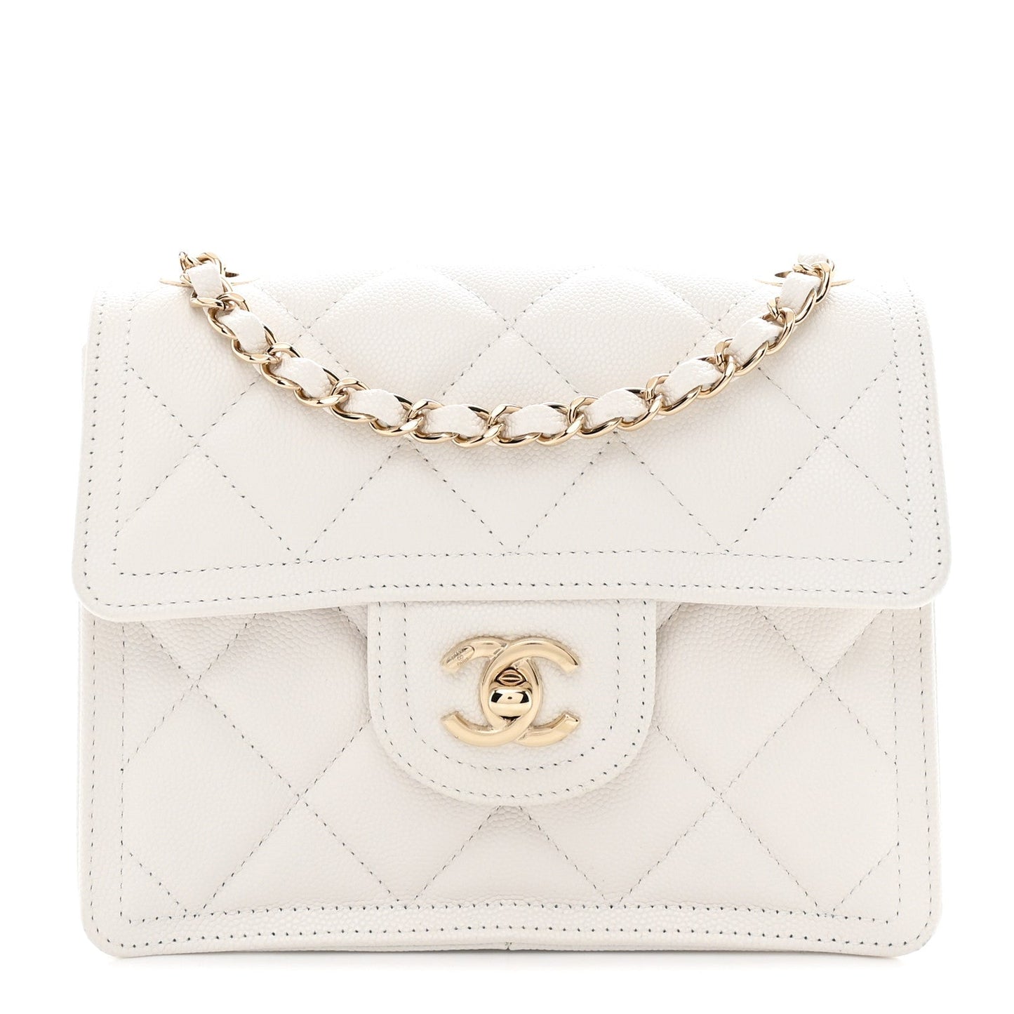 Caviar Quilted Mini Sweet Classic Flap White