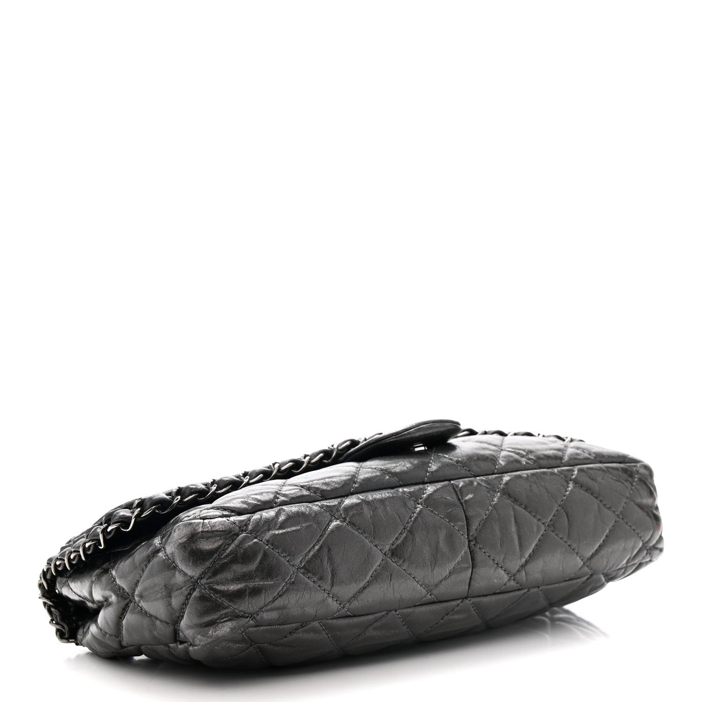 Metallic Calfskin Quilted Medium Chain Me Flap Grey
