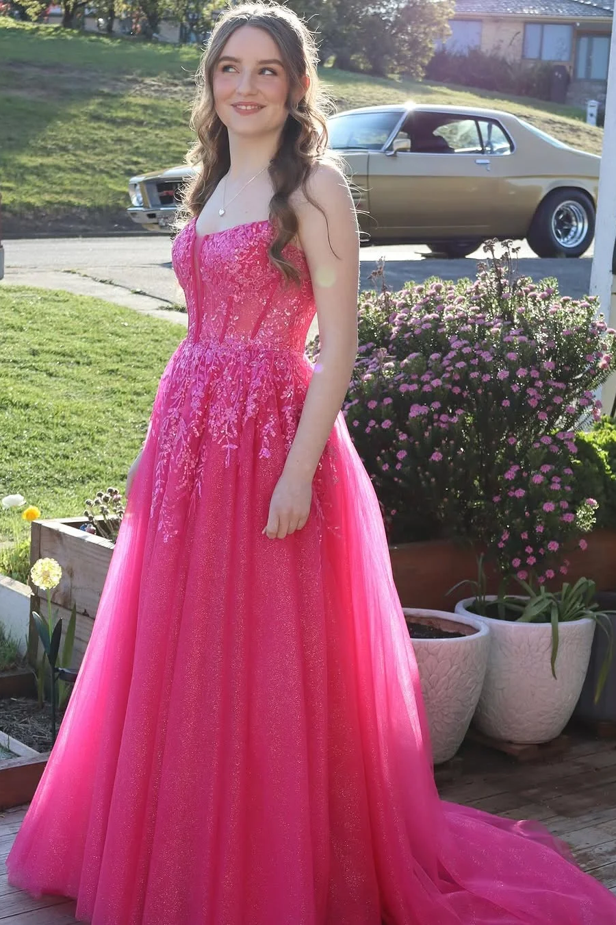 Sleeveless Spaghetti Straps Sweetheart A-Line Sequins Prom Dress