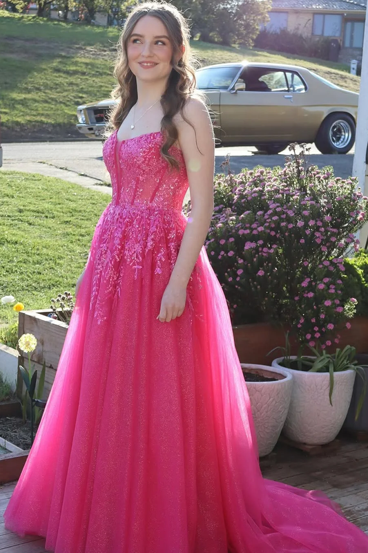 Sleeveless Spaghetti Straps Sweetheart A-Line Sequins Prom Dress