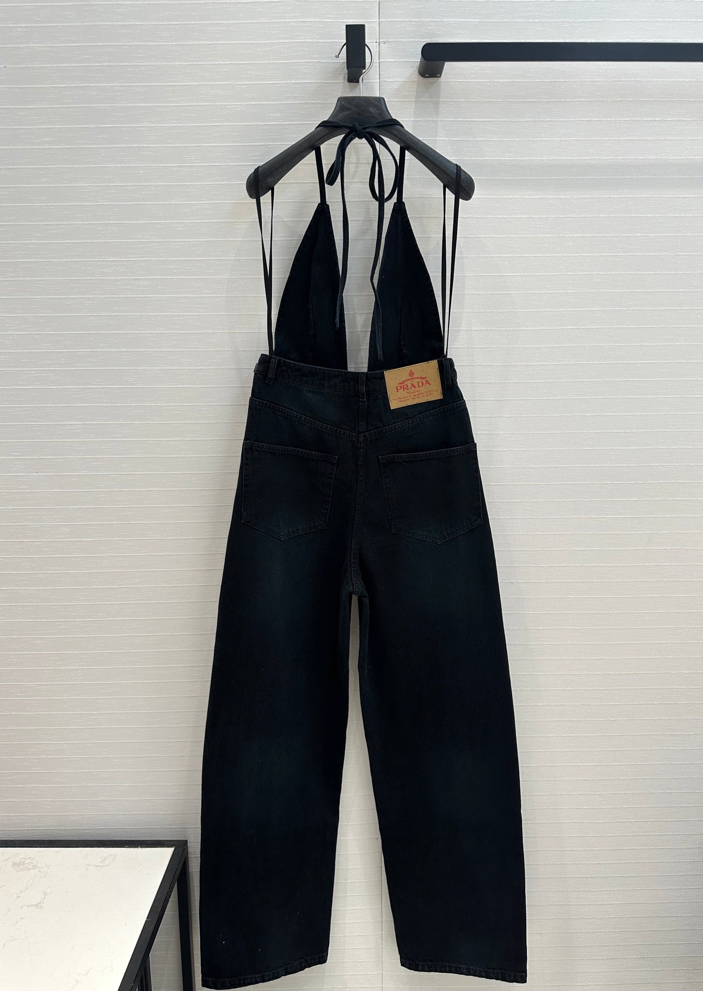 Prada 25 Halter Ntube Top Suspender Jumpsuit Black Cotton