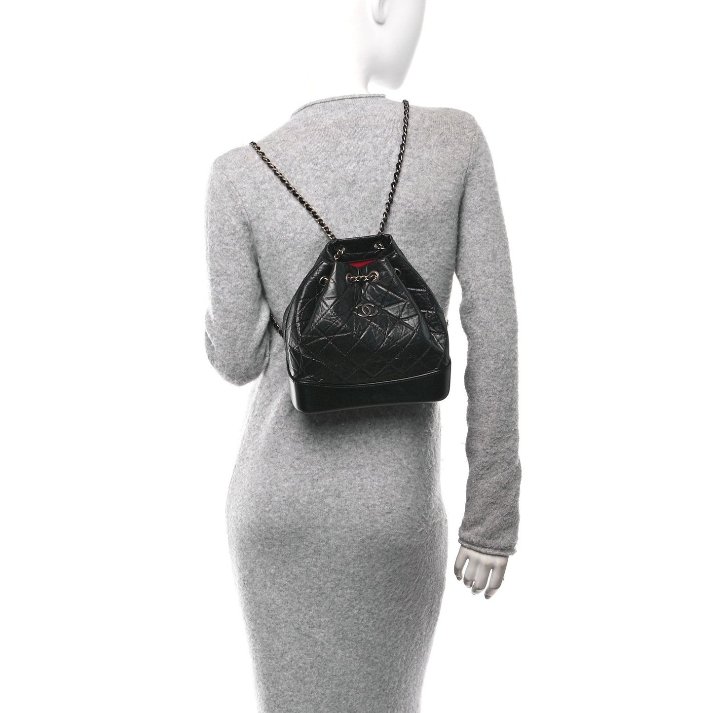Aged Calfskin Quilted Small Gabrielle Backpack Black