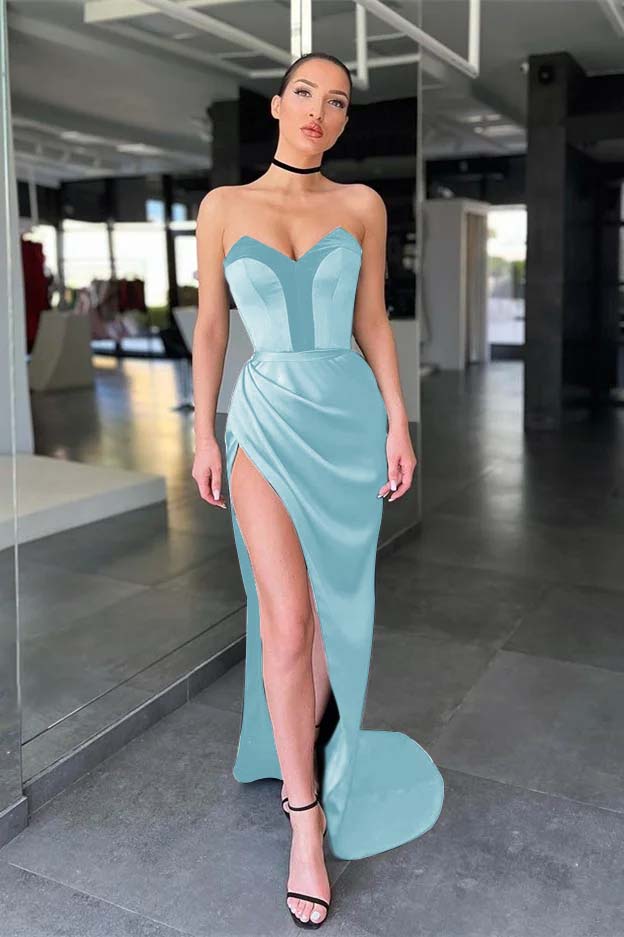 Elegant Sweetheart Mermaid Prom Black Dress With Slit