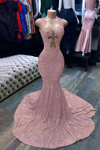 Mermaid Yellow Sequins Prom Dress Sleeveless