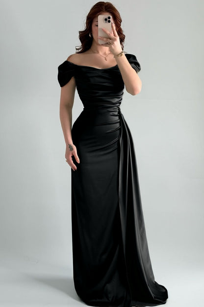Sleeveless Strapless Off-Shoulders Pleated Prom Dress With Split