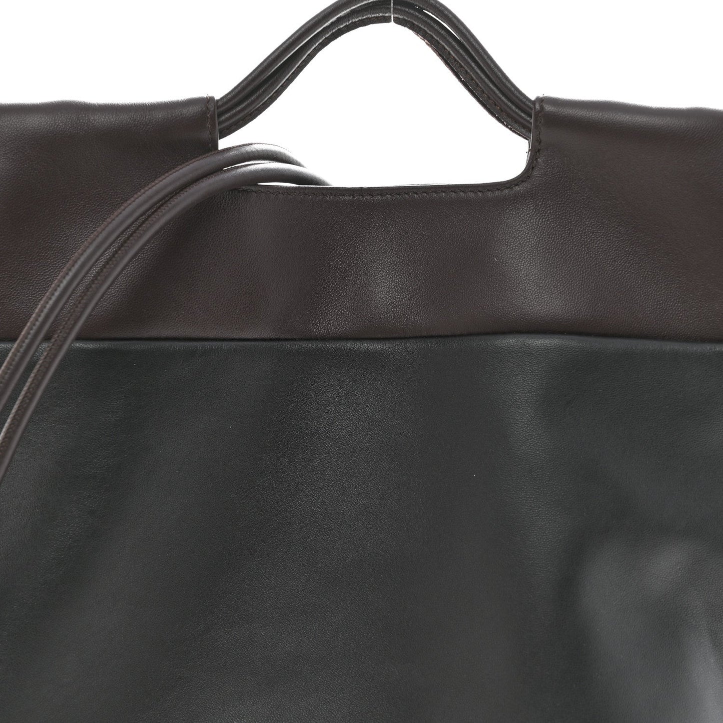 Mellow Nappa Lambskin Flamenco Tote Bag Black Dark Chestnut