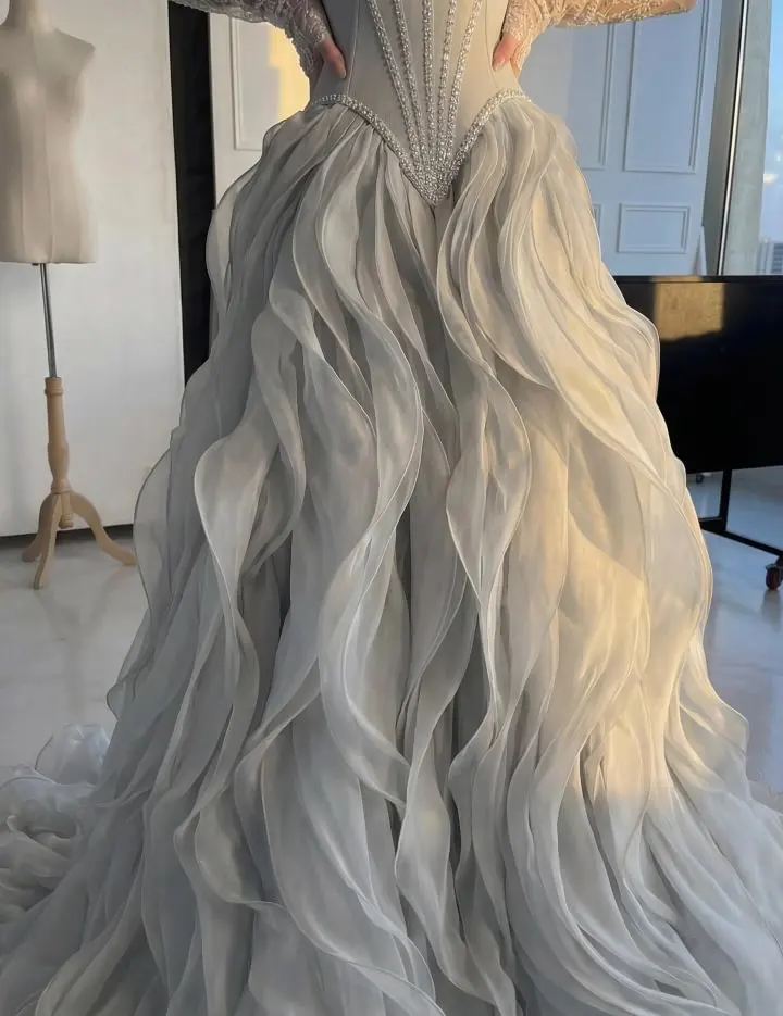 Stunning Silver Straps Formal Evening Dress Sleeveless Beading with Ruffles