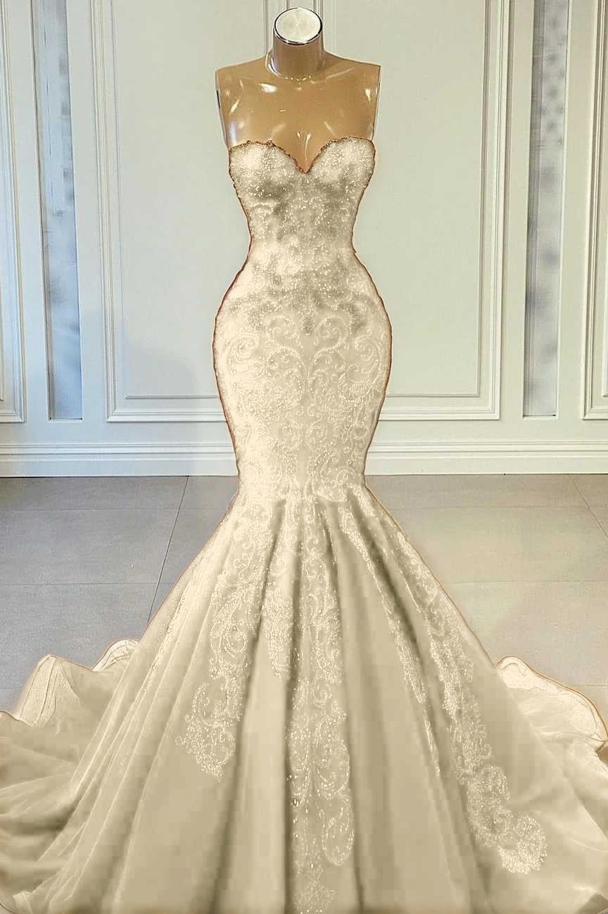 Sweetheart Red Sleeveless Mermaid Prom Dress With Beadings