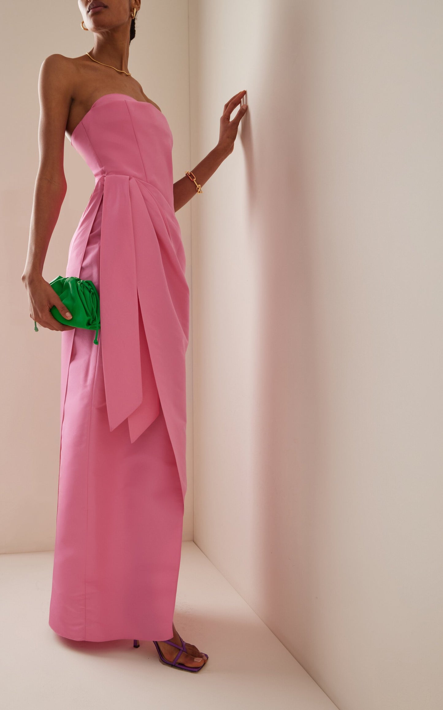 Elegant Strapless Pink   Floor Length Prom Dress