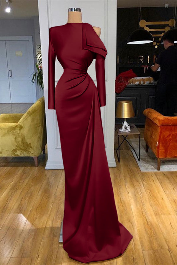 High Neck Champagne Prom Dress Mermaid Long Sleeves