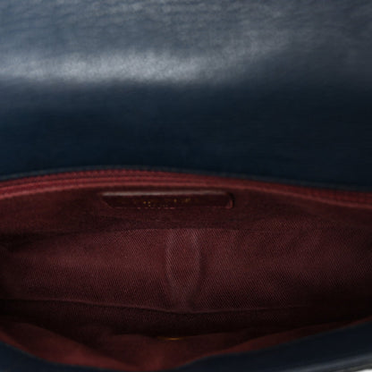 Patent Goatskin Quilted Medium CC Eyelet Flap Blue
