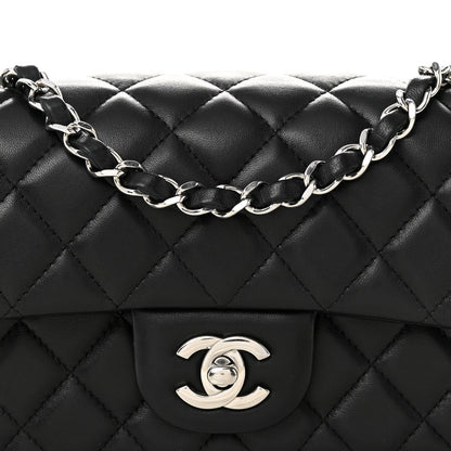 Lambskin Quilted Mini Rectangular Flap Black