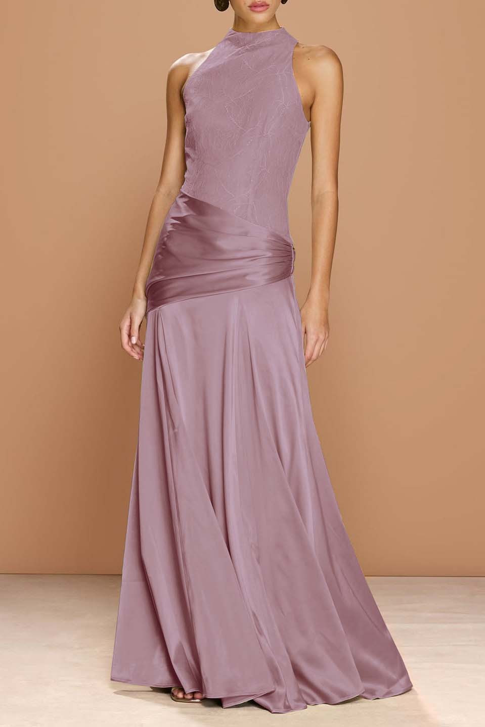 Chic Sleeveless High Neck Prom Dress With Embroidery