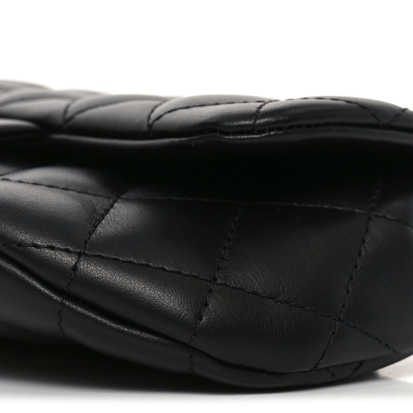Calfskin Quilted CC Uniform Flap Belt Bag Black