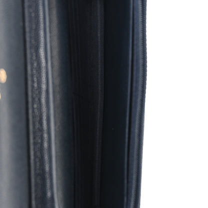 Caviar Quilted Wallet on Chain WOC Navy Blue