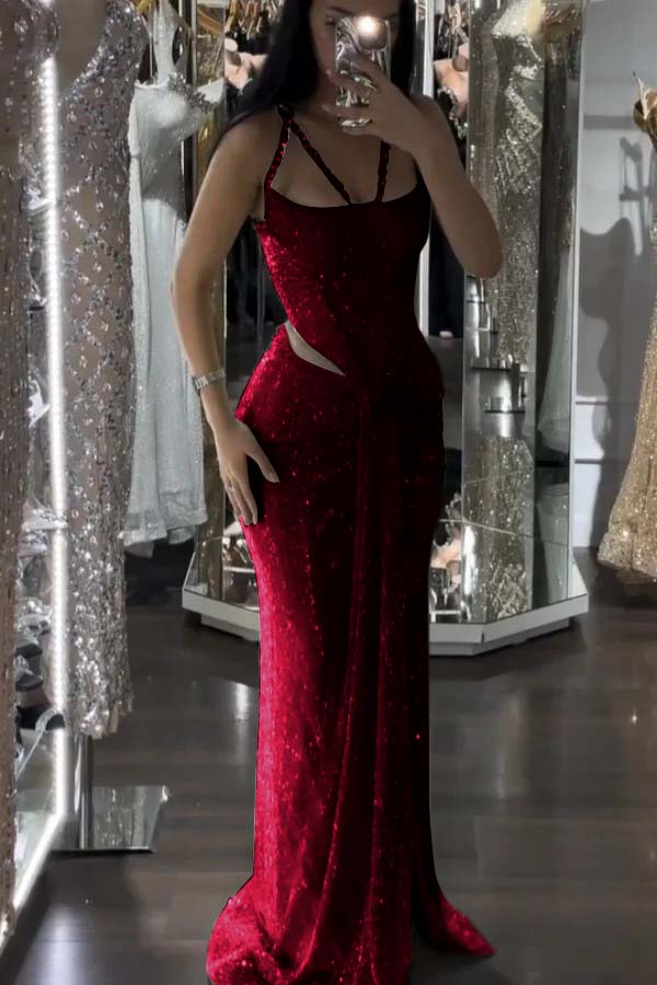 Sparkle Luxurious Beaded Prom Dress With Slit