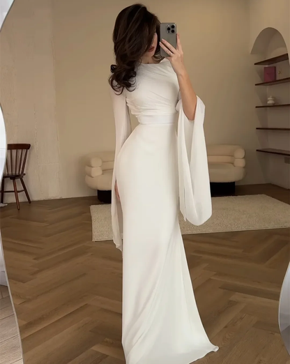 Elegant Chiffon Long Sleeves Mermaid Prom Dress