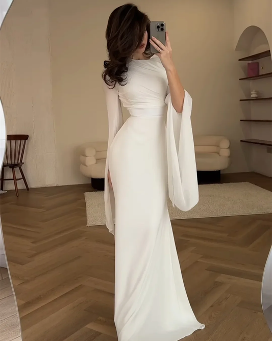 Elegant Chiffon Long Sleeves Mermaid Prom Dress