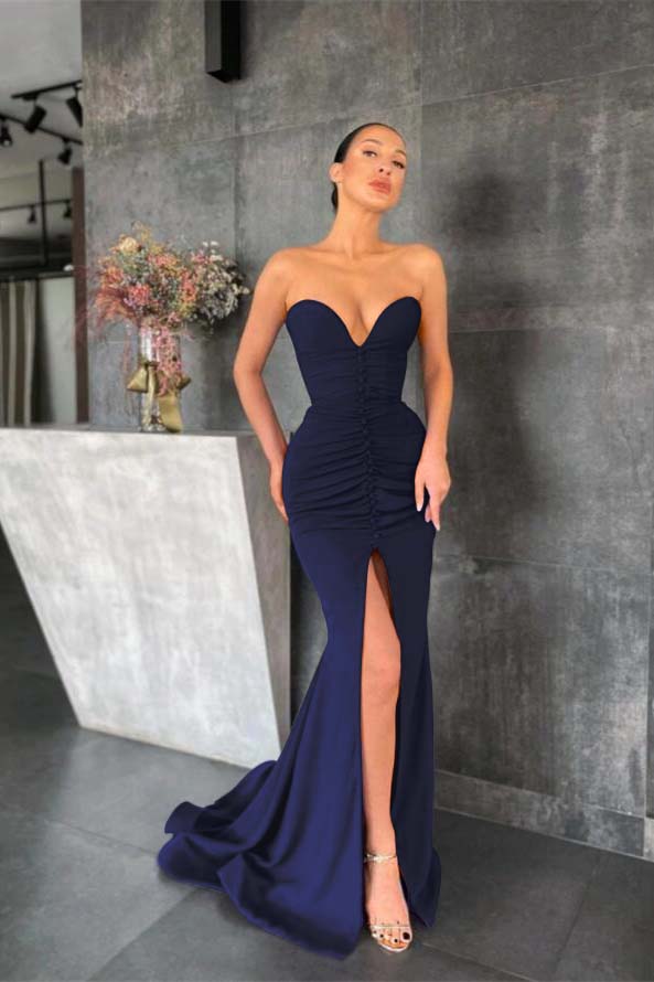 Purple Sweetheart Sleeveless Prom Dress Mermaid With Slit